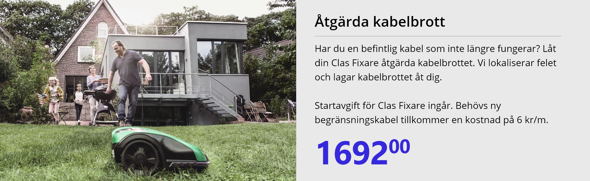 Åtgärda kabelbrott på robotgräsklippare