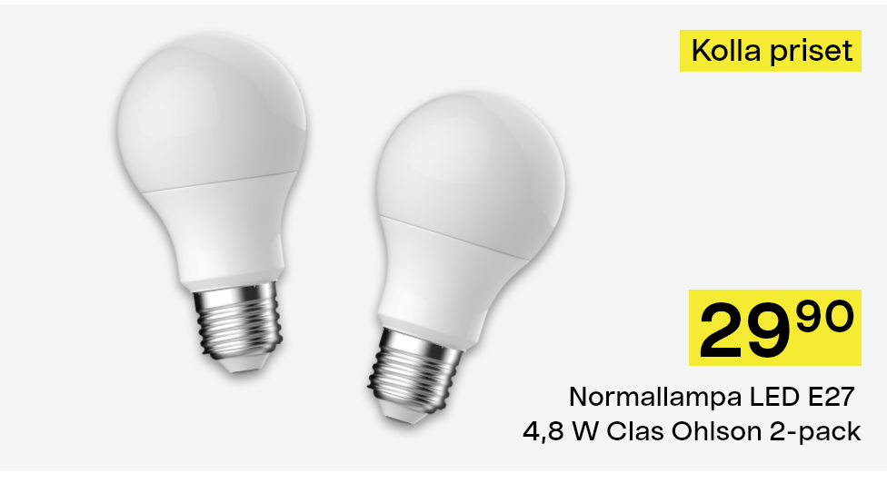 Normallampa LED E27 4,8 W Clas Ohlson 2-pack