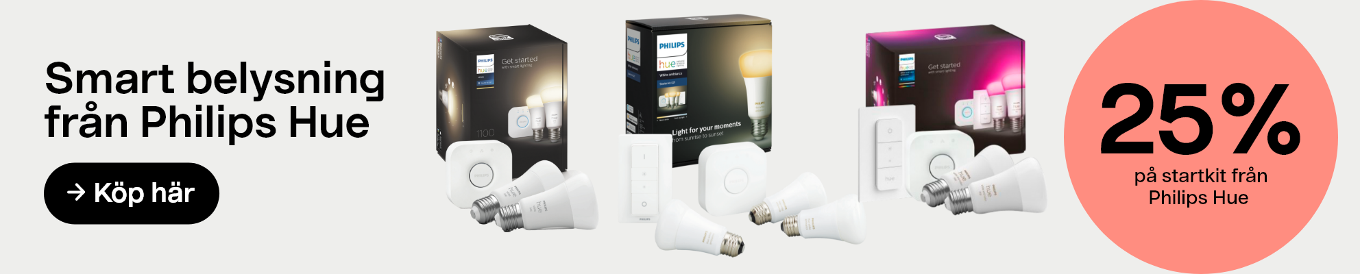 Smart belysning från Philips Hue 25% på startkit från Philips Hue → Köp här