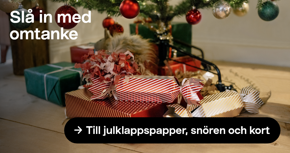 Slå in med omtanke. Till julklappspapper, snören och kort