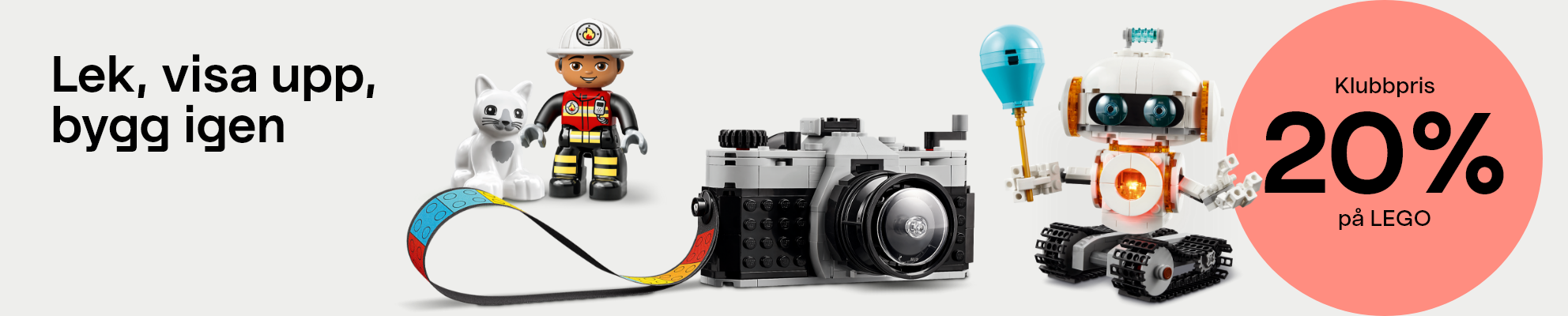 Klubbpris 20% på LEGO! LEGO Lek, visa upp, bygg igen. Köp här. 