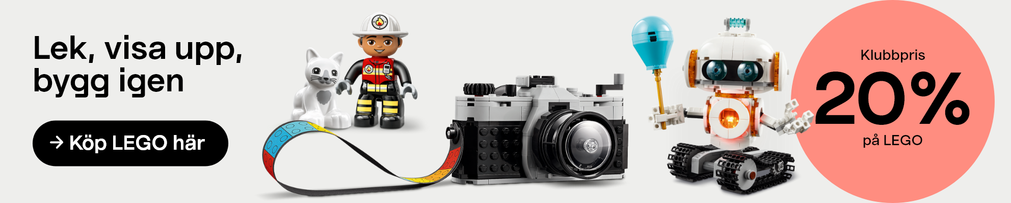 LEGO Lek, visa upp, bygg igen. Upp till 20% på LEGO Köp här