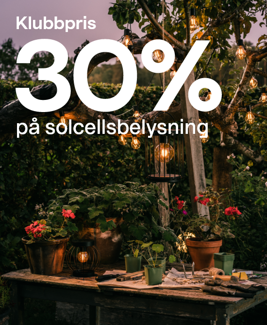  Klubbpris 30 % på solcellsbelysning. Köp solcellsbelysning här