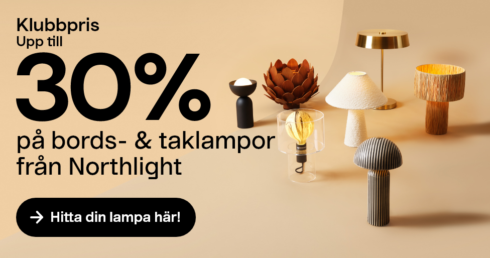 Klubbpris: Upp till 30% på bords- & taklampor från Northlight. Hitta din lampa här!