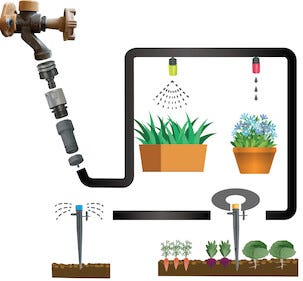 Vanning av drivhus og kjøkkenhager, 48 planter