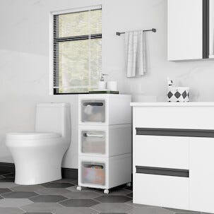 Stapelbar förvaring med hjul, 3 lådor