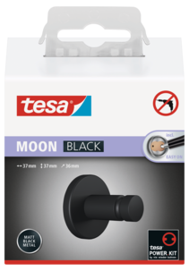 Tesa Moon Black handdukskrok självhäftande, svart