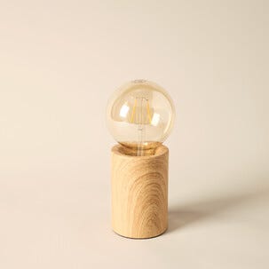 Deco bordslampa E27 metall med träoptik, Northlight