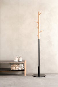 Naulakko mustaa puuta, 6 koukkua, 178 cm