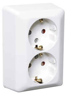 Elko RS Schuko 2-vägs utanpåliggande vägguttag, Nordic Renvit