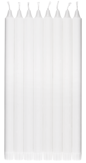Pitkä kruunukynttilä steariinia 35 cm, valkoinen, 8 kpl