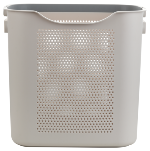 Liten tvättkorg plast, med handtag, beige och grå
