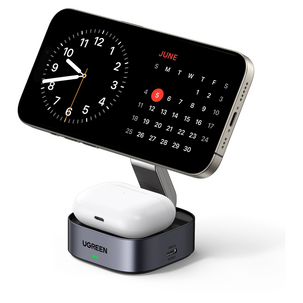 Ugreen 2-in-1 Qi2 trådlös laddare vikbar, 15 W