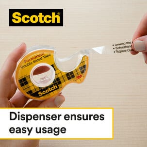 Scotch dobbeltsidig tape gjennomsiktig, 12,7 mm x 6,3 m