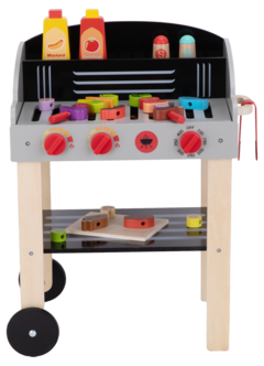 Lekegrill i tre for barn, 26 deler, fra 3 år