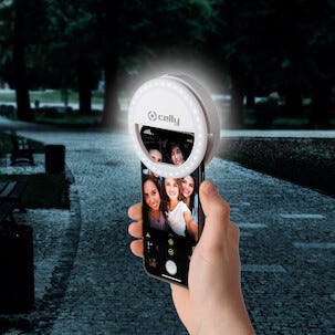 Celly Selfie Flash Light Pro White selfielampe til mobilen