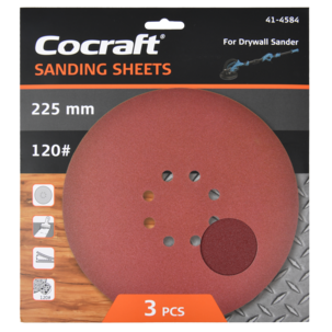 Cocraft slipepapir borrelås, sliperondell 225 mm, 3-pakning