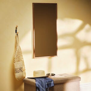 Avlangt speil med treramme til vegg, 80 x 40 cm