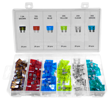 Säkringssats Midi flatstiftsäkringar, 120 st