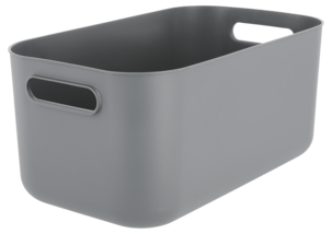 Tidy förvaringslåda med lock, återvunnen plast, grå