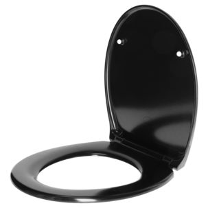 Toalettsete med myk lukking, svart, duroplast