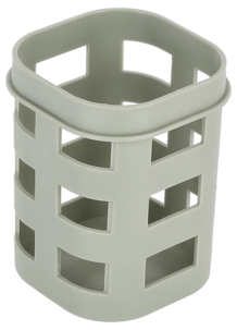 Kontorsett med dokumentordner, penneholder og brevkurv