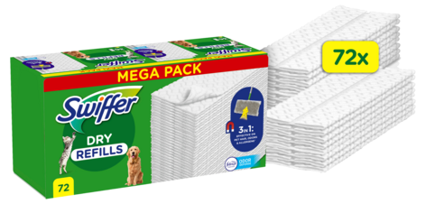 Swiffer Dry Pet refill rengöringsdukar med doft, 72-pack