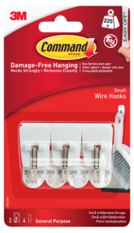 Command selvheftende kroker ståltråd, 3-pakning