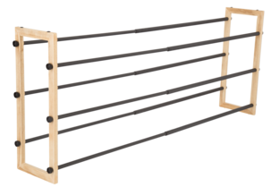 Justerbar skohylle i tre/metall 