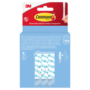 Command självhäftande strips L, transparent, 1,8 kg, 8-pack