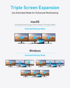 Anker A8379 USB-C hub 8-i-1 med Triple Display-stöd