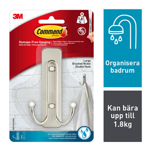 Command självhäftande krok, badrum dubbel, large, 1,8 kg