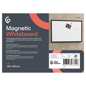 Magnetisk whiteboard 60x40 cm sort ramme