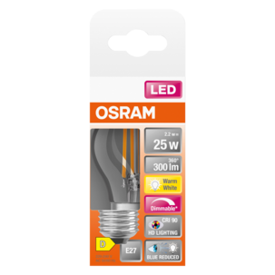 Dimbar klotlampa LED E27 Osram, varmvit