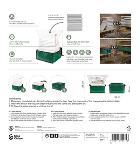 Puteoppbevaring med vakuumpose 168 l, 50 x 50 x 25 cm