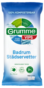 Grumme Vips städservetter badrum, 60-pack