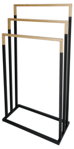 Pyyheteline lattialle, 3 tasoa, bambu, musta metalli