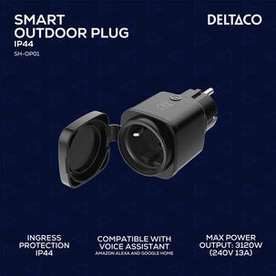 Deltaco SH-OP01 smart plug utomhus IP44, svart