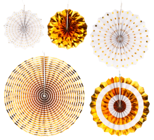 Dekorativ papir-rosett, gull