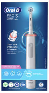 Oral-B PRO3 3300W Sähköhammasharja Sensitive Clean, 3 harjaustilaa