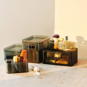 Stabelbar oppbevaringsboks med 2 skuffer, transparent grønn