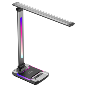 Exibel RGB skrivbordslampa med trådlös laddare, dimbar