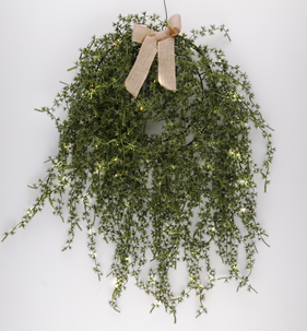 Suuri ovikranssi, lehtikuusikranssi LED-valoilla, 50 cm