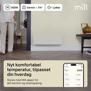 Mill Glass Smart WiFi element Gen. 4, vit, 500 W