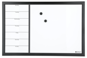 Whiteboard med veckoschema, svart ram 60 x 40 cm