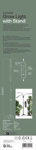 3-armad växtbelysning LED med justerbart stativ, svart