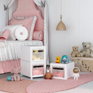 Stapelbar förvaring med hjul, 3 lådor