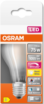 Dimbar LED lyspære E27 Osram, varmhvit