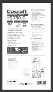 Cocraft HS 750-D dränkbar pump med flottör, elektrisk