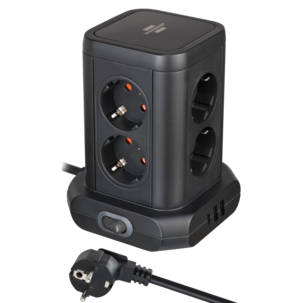 Brennenstuhl Socket Tower 8-vägs grenuttag, 3 USB, svart